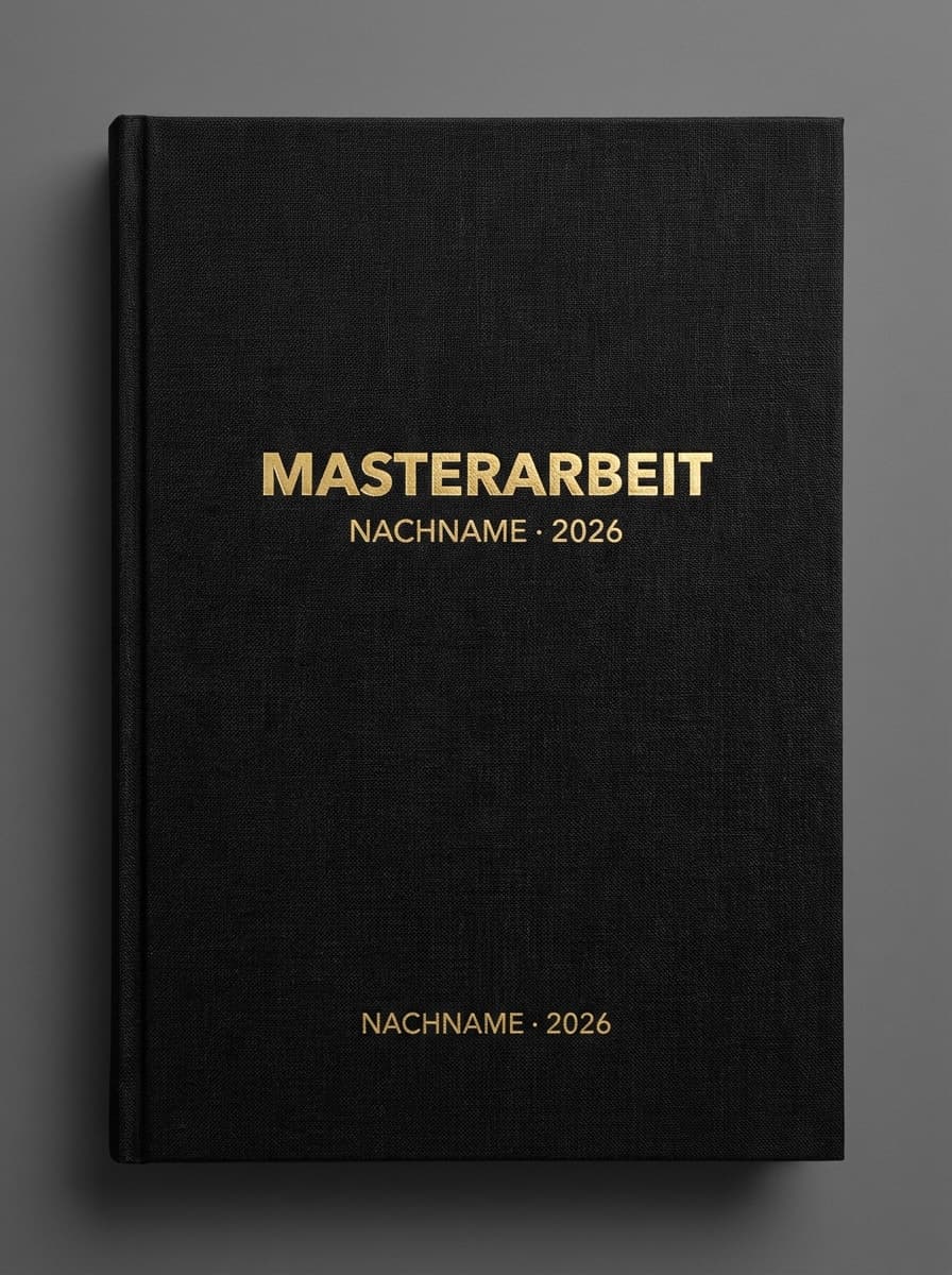 Schwarzer Hardcover-Deckel mit Leinenstruktur und Goldprägung: Titel sowie Name und Jahr